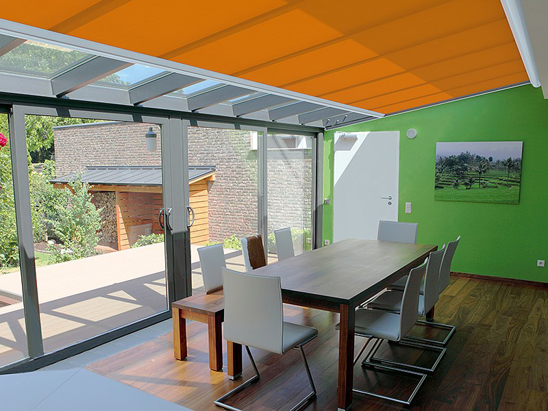 Unterglasdachmarkise im Wintergarten Unterglasdachmarkise im Wintergarten